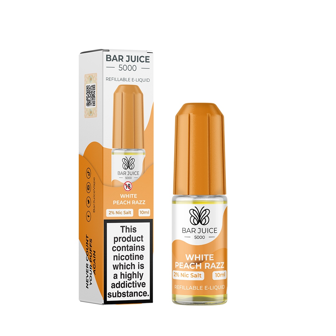 White Peach Razz Nic Salt E-Liquid by Bar Juice 5000