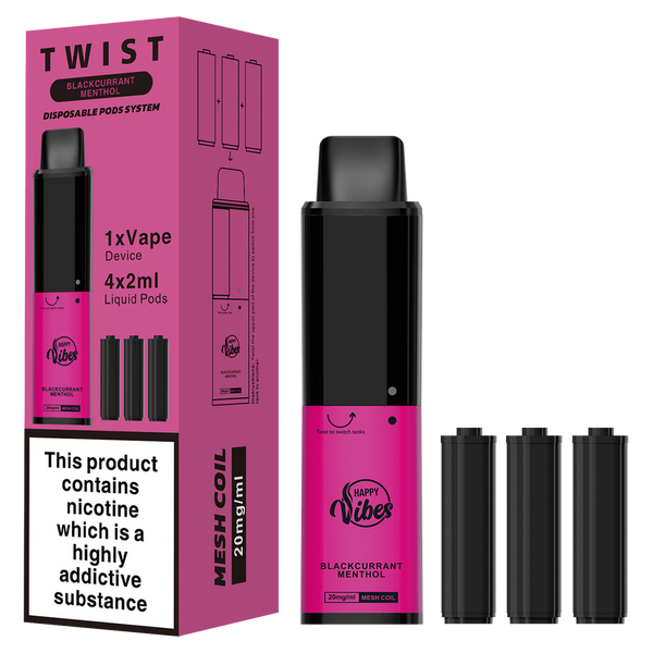 Blackcurrant Menthol Happy Vibes Twist Disposable Device