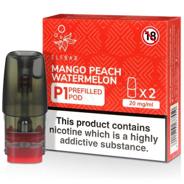 Mango Peach Watermelon Elf Bar Mate P1 Prefilled Pod